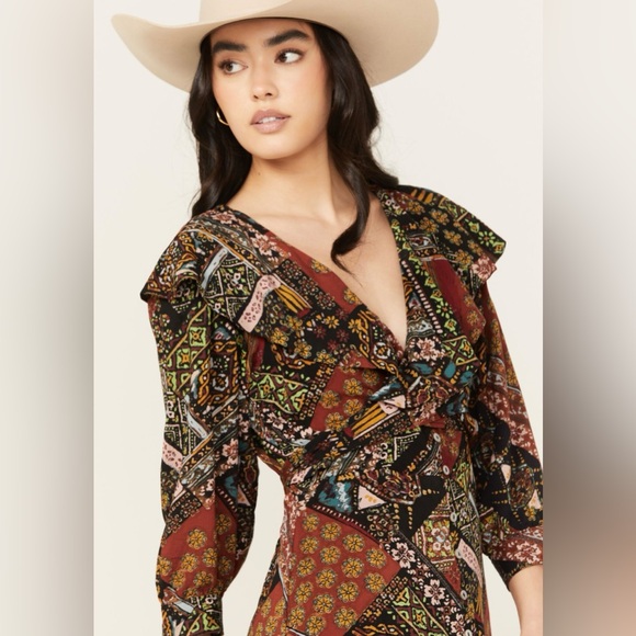 NWT Free People-Lennon Maxi Dress.Gorgeous patchwork ruffled dress.Size M. - Picture 4 of 15